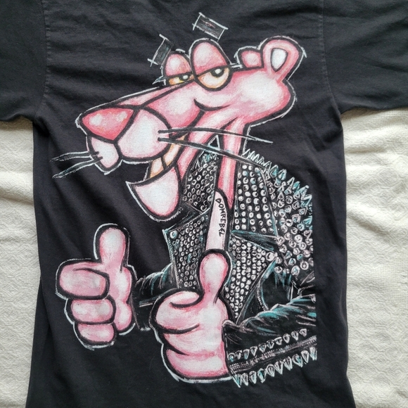 Dom Rebel Pink Panther Leather Jacket Graphic Cotton Unisex Minou Box T-Shirt - Picture 4 of 9